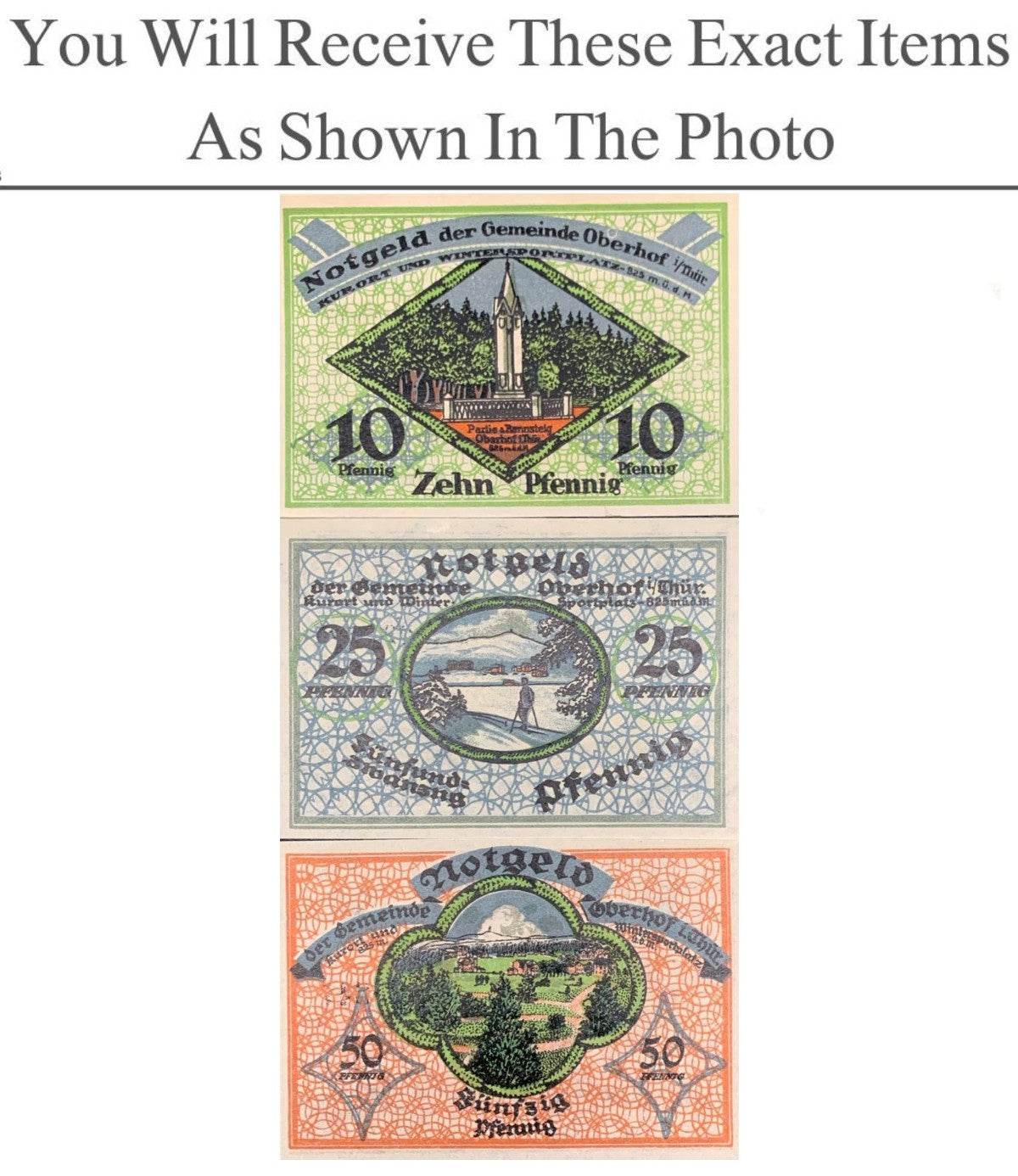 Germany Notgeld OBERHOF 10 25 50 Pfennig 1919 Full Set 3 pcs