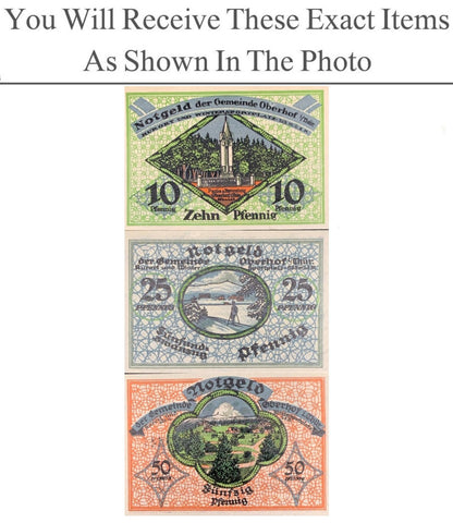 Germany Notgeld OBERHOF 10 25 50 Pfennig 1919 Full Set 3 pcs