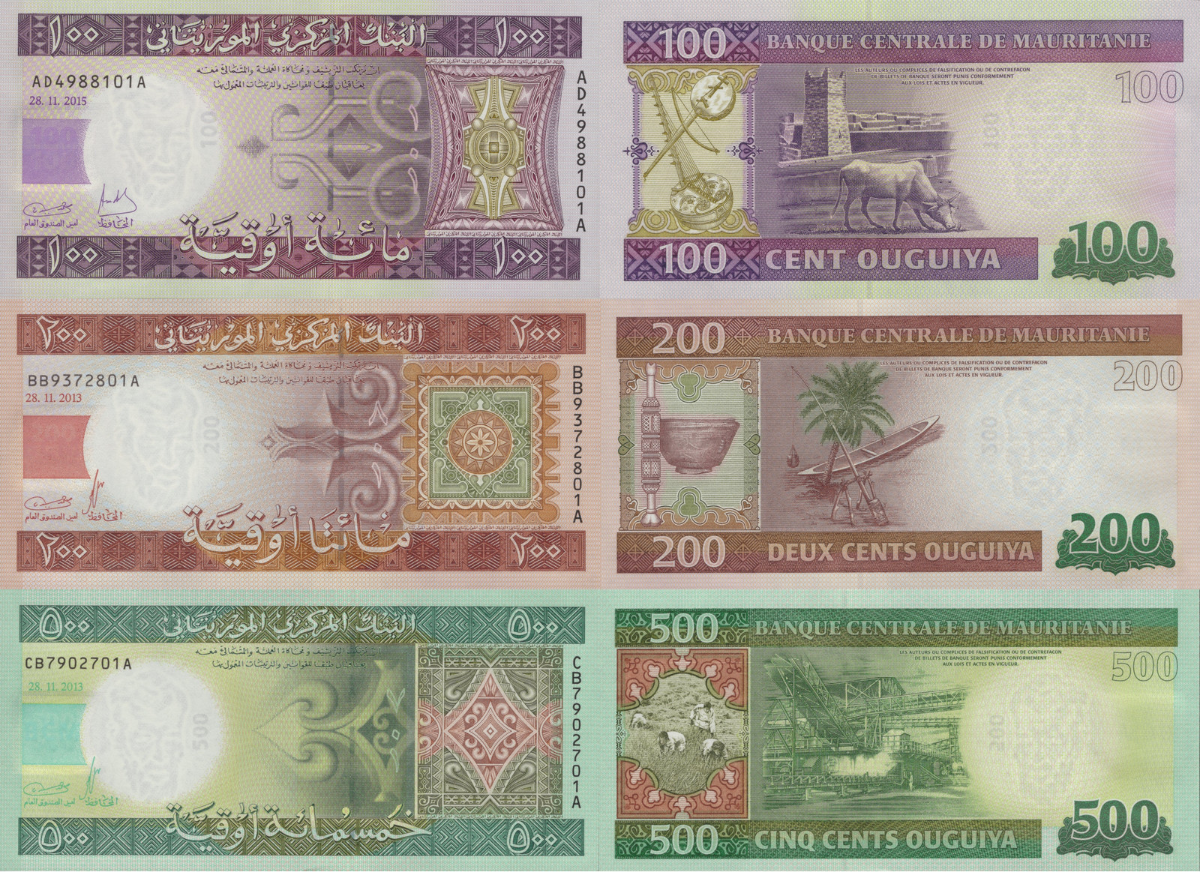 Mauritania 100 200 500 Ouguiya 2013 2015 P 16b 17 18 UNC Set 3 pcs Lot 10