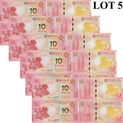 Macau Macao 10 2014 P 87 117 UNC BOC BNU COMM. Chinese Lunar Horse Set 2 Lot 5