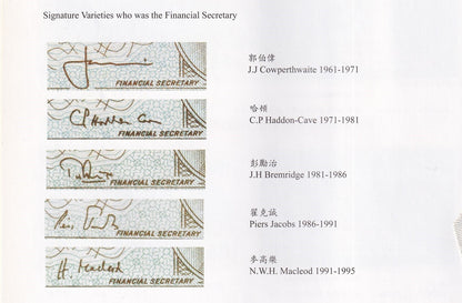 Hong Kong 1 Cent ND 1961-1995 P 325a - 325e QEII Gem UNC Full Set 5 Diff Sign