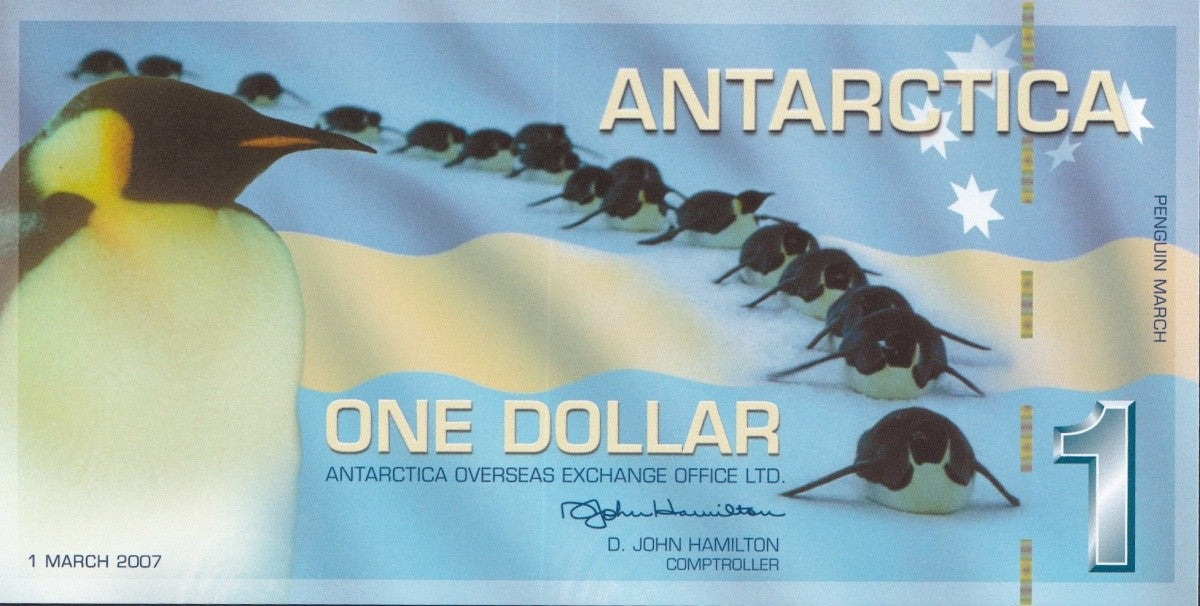 Antarctica 1 Dollar 2007 Polymer MS Explorer Commemorative TEST NOTE UNC