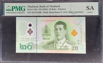 Thailand 20 Baht ND (2022) P 142a Polymer PMG TINF 2025 I Thailand