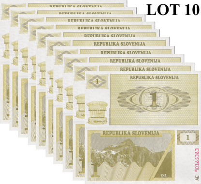 Slovenia 1 Tolar 1990 P 1 UNC 1/10 Bundle Lot 10 pcs