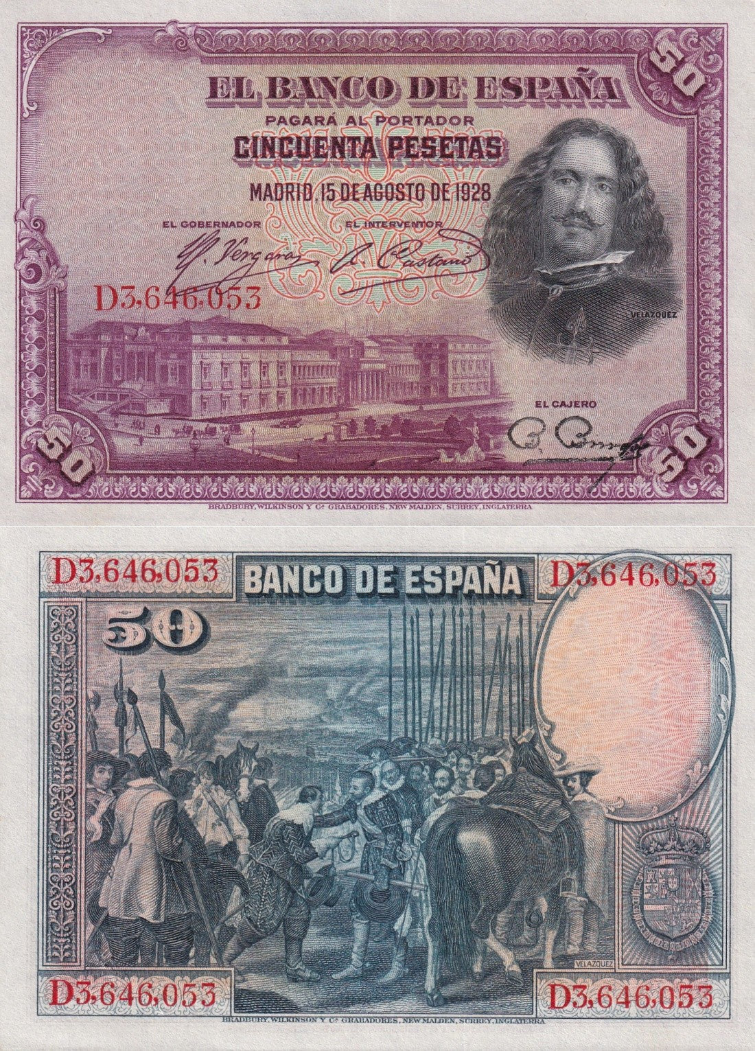 Spain Banco de Espana 50 Pesetas 1928 P 75b UNC