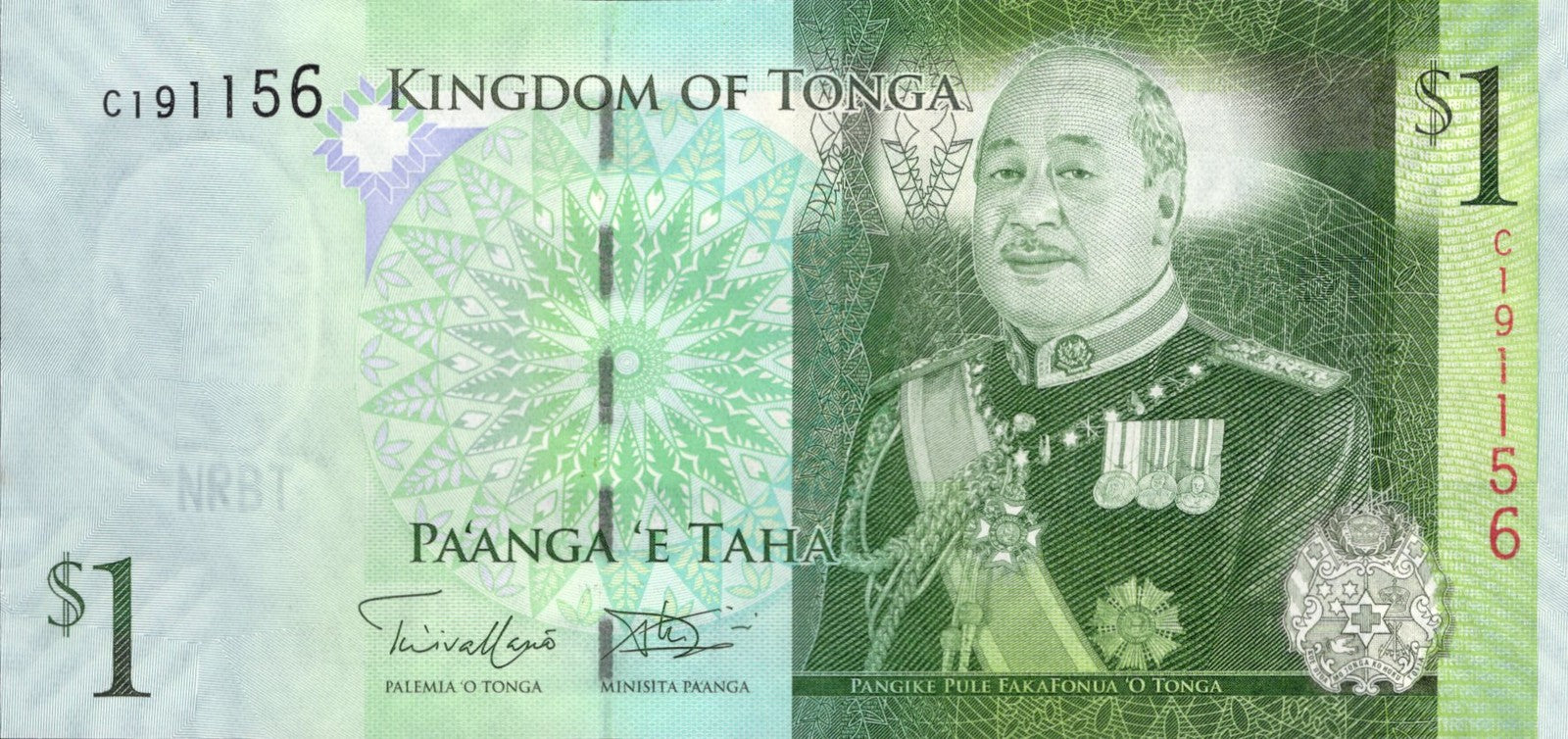 Tonga 1 Pa'anga ND 2009/2014 P 37 UNC FOXING