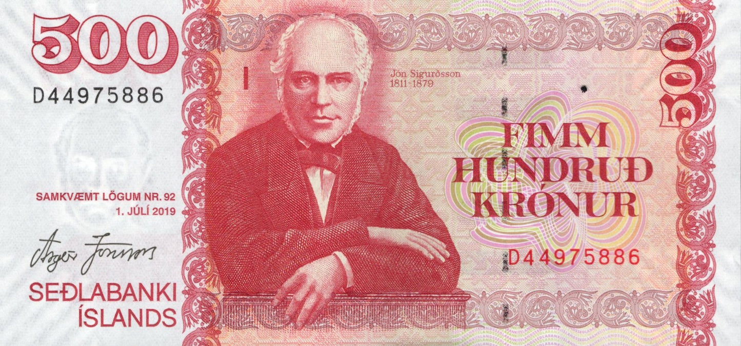 Iceland 500 Kronur 2019 P 58 UNC