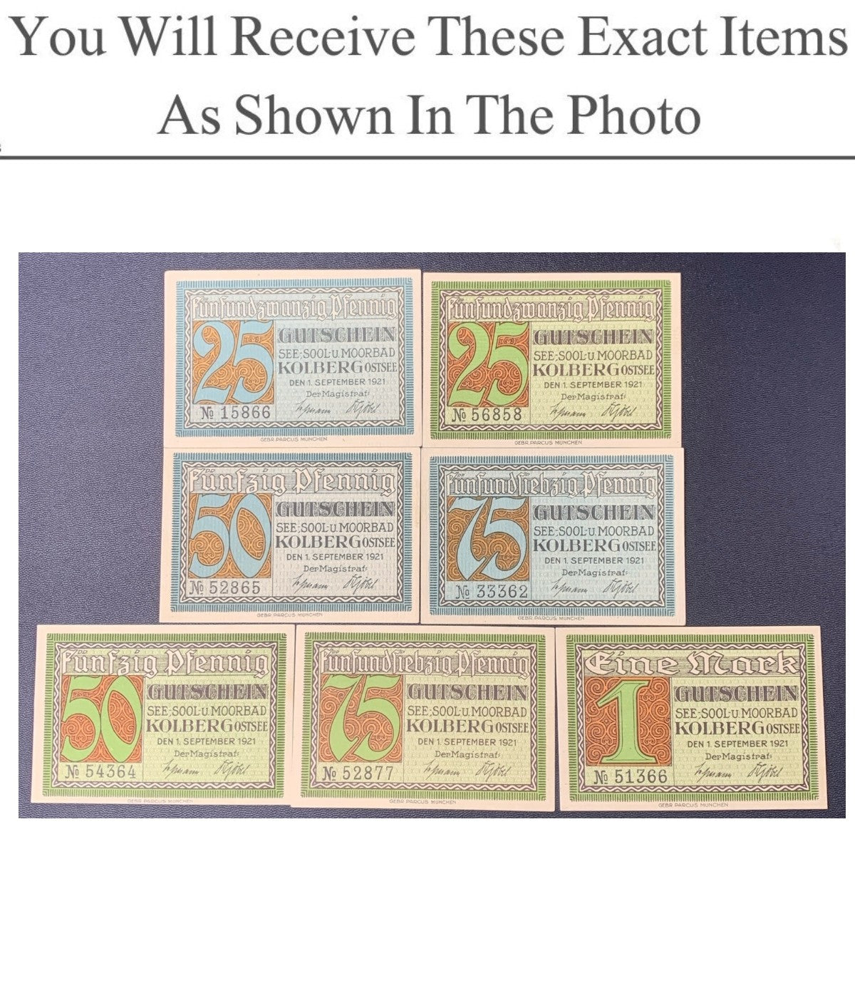 Germany Notgeld KOLBERG 1 25 50 75  Pfennig 1921 Full Set 7 pcs