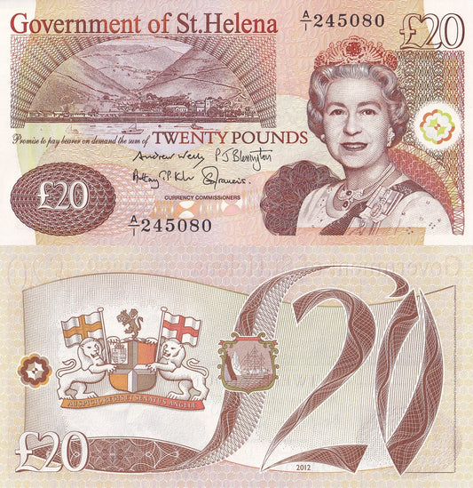 Saint Helena 20 Pounds 2012 P 13b Queen Elizabeth UNC A/1 Prefix