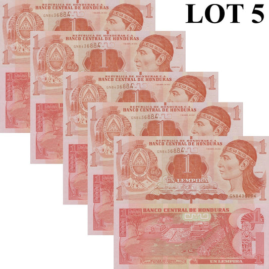 Honduras 1 Lempira 2022 P 96 UNC 1/20 Bundle Lot 5 pcs