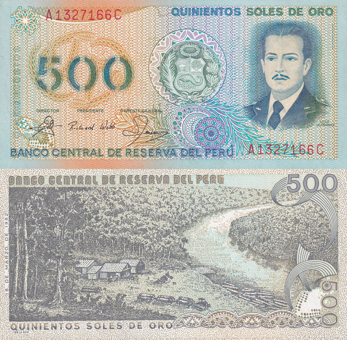 Peru 500 Soles De Oro 1982 P 125A UNC