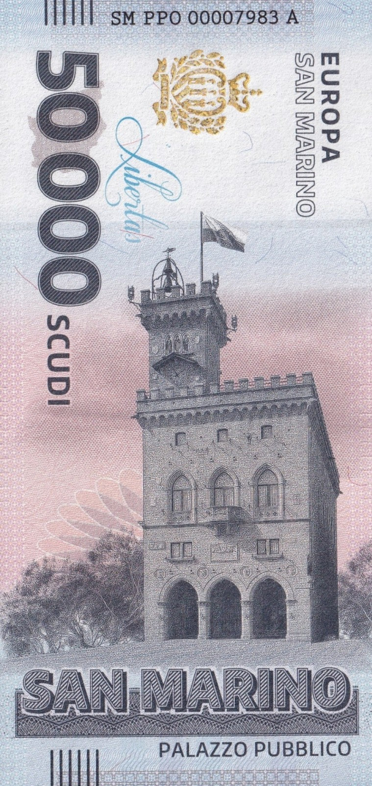 San Marino Republic 50000 Scudi Palazzo Pubblico UNC Commemorative Test Note