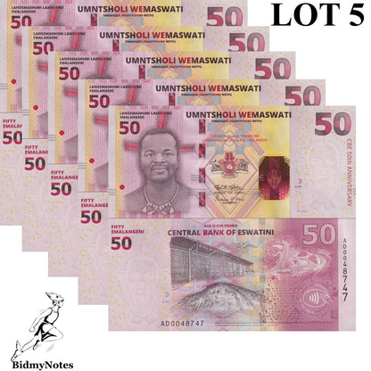 Swaziland 50 Emalangeni 2024 P NEW UNC Commemorative 1/20 Bundle LOT 5 pcs