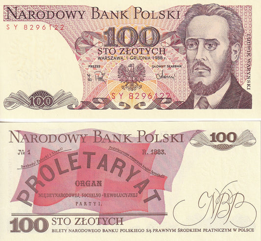 Poland 100 Zlotych 1988 P 143e UNC