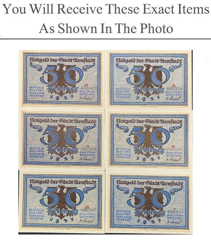 Germany Notgeld ARNSTADT 50 Pfennig 1921 Full Set 6 pcs