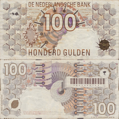 Netherlands Nederlandsche Bank 100 Gulden 1992 P 101(2) VF