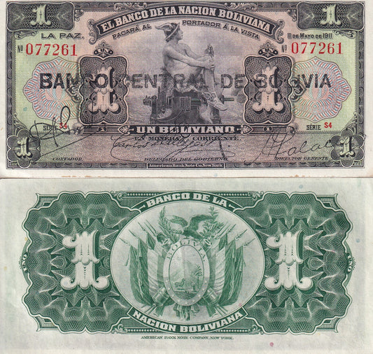 Bolivia 1 Boliviano 1911 P 112 XF-AU