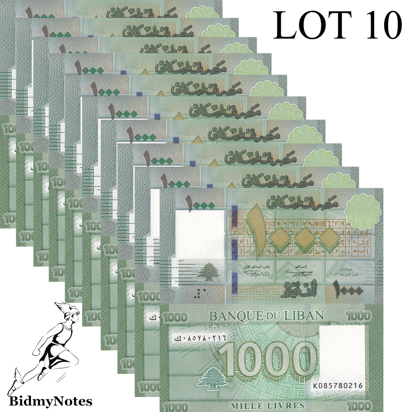 Lebanon 1000 Livres 2016 P 90c(1) UNC LOT 10 pcs