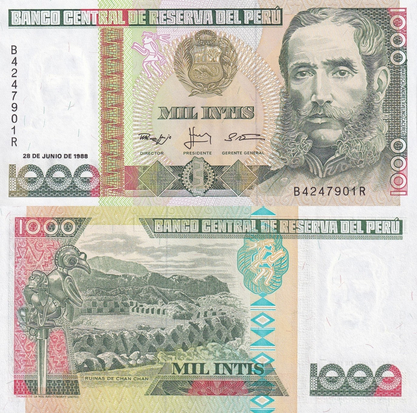 Peru 1000 Intis 1988 P 136b UNC 1 Bundle Lot 100 pcs