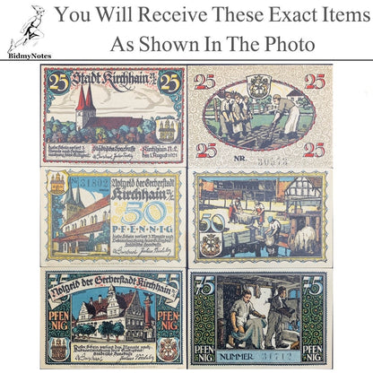 Germany Notgeld KIRCHHAIN 25 50 75 Pfennig 1921 Set 3 pcs