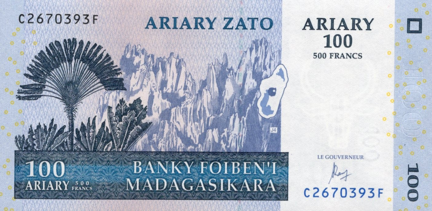 Madagascar 100 Ariary=500 Francs 2004 P 86 UNC