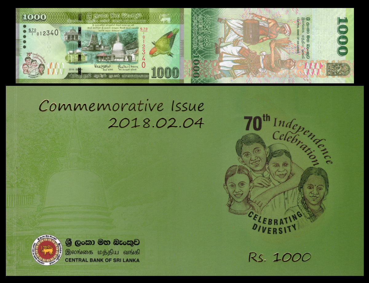 Sri lanka 1000 Rupees 2018 P 130 With Folder UNC Commemorative