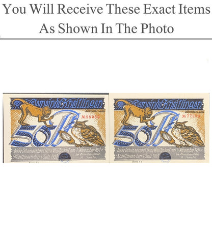 Germany Notgeld KENITLINGEN 50 Pfenning 1921 Set 2 pcs