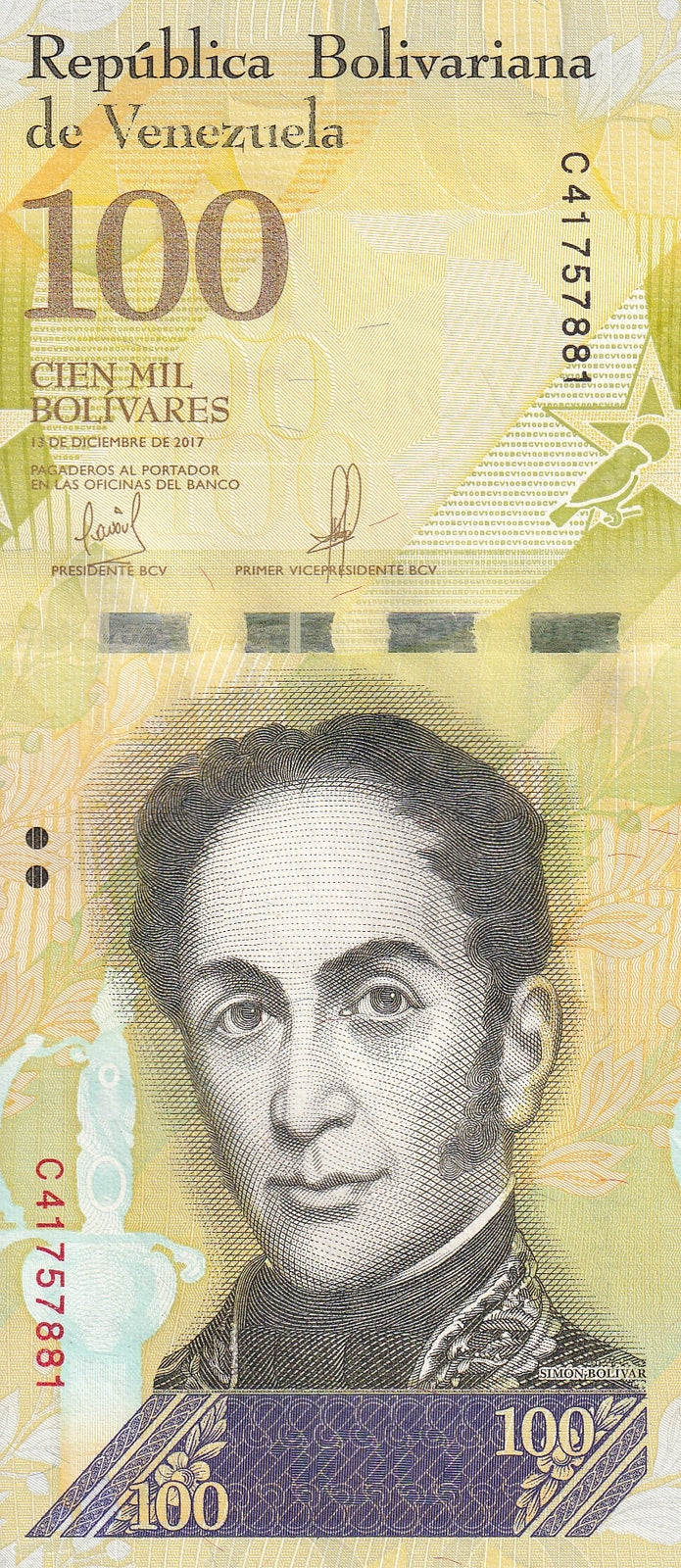 Venezuela 100000 Bolivares 2017 P 100 UNC