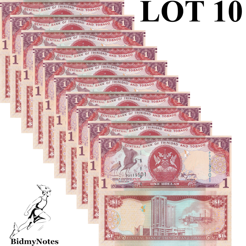 Trinidad & Tobago 1 Dollars 2006 P 46A UNC 1/10 Bundle LOT 10 pcs