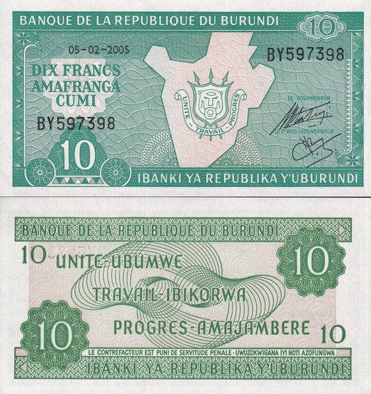 Burundi 10 Francs 2005 P 33e UNC
