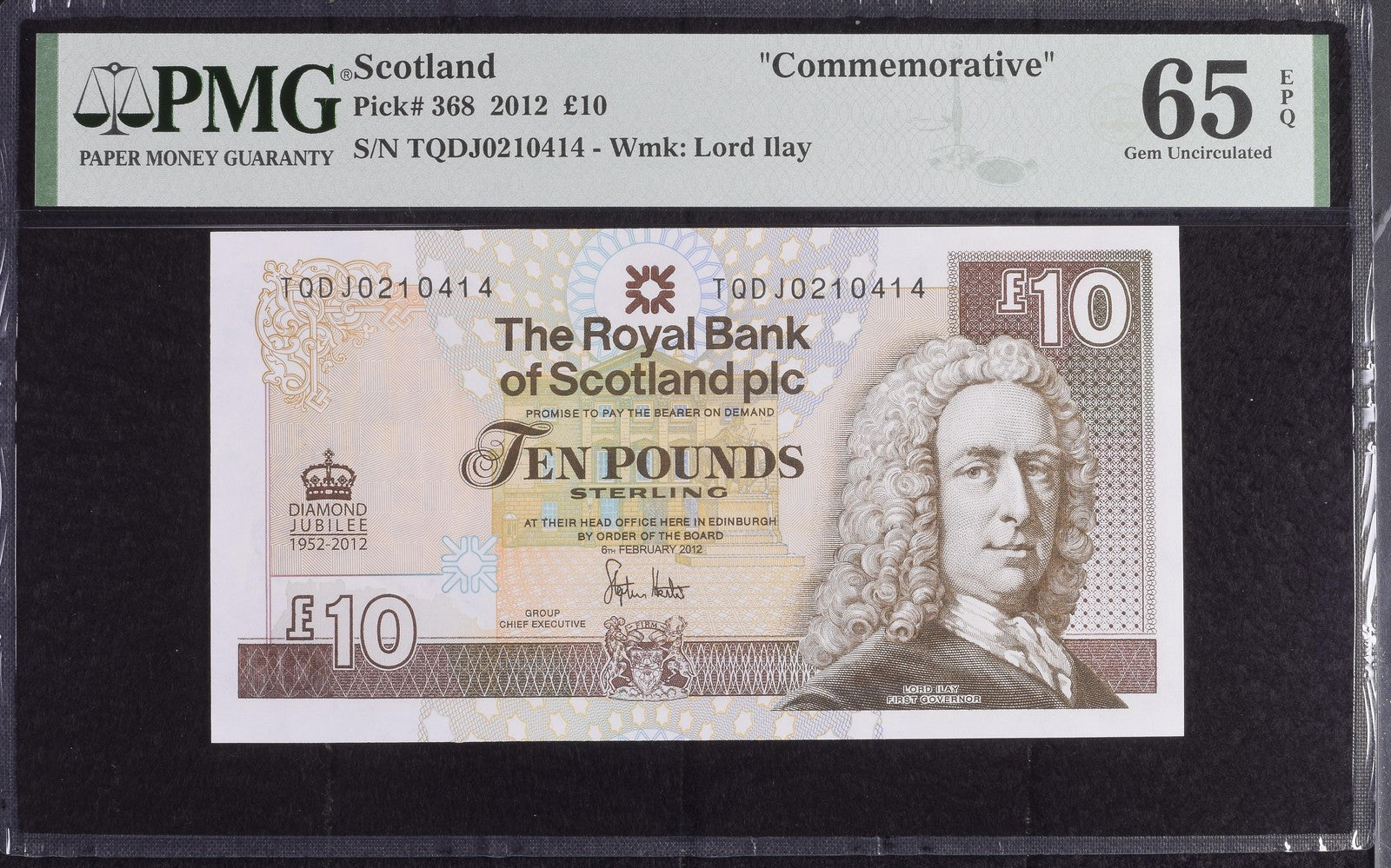 Scotland COMM. 10 Pounds 2012 P 368 UNC PMG 65 EPQ Royal Bank of Scotland plc