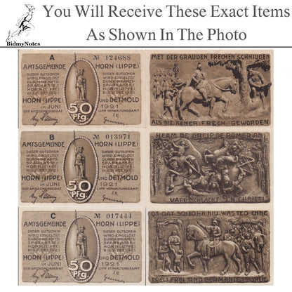 Germany Notgeld HORN (LIPPE) 50 Pfennig 1921 Set 3 pcs