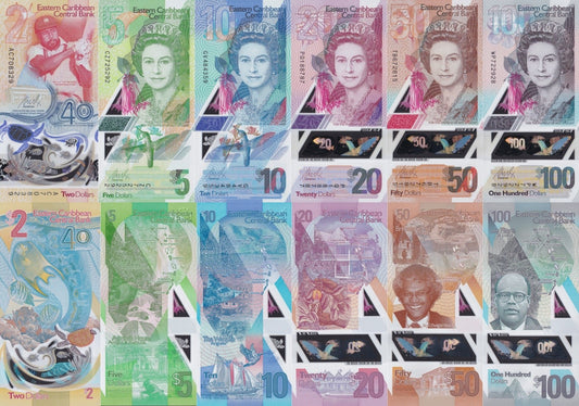 East Caribbean States 2 5 10 20-100 ND 2019- 2023 P 56-61 Polymer UNC Set 6 pcs