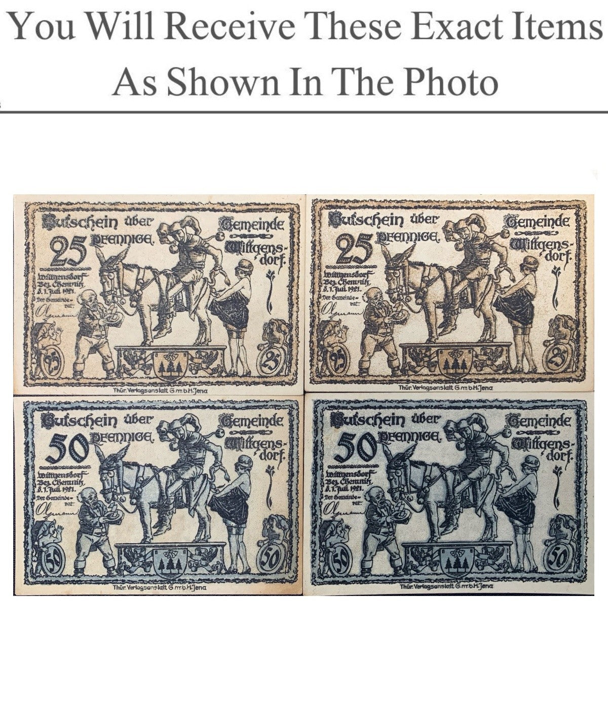 Germany Notgeld WITTGENSDORF 25 50 Pfennig 1921 Full Set 4 pcs