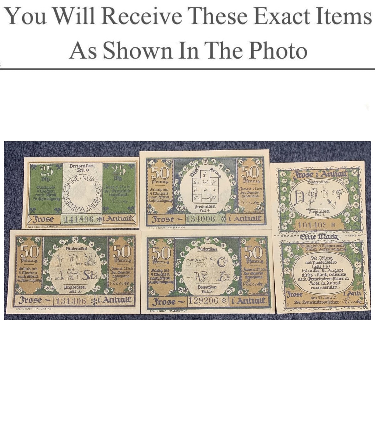 Germany Notgeld FROSE 25 50 Pfenning 1921 Set 5 pcs