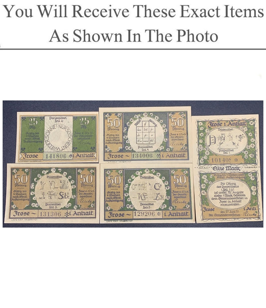 Germany Notgeld FROSE 25 50 Pfenning 1921 Set 5 pcs