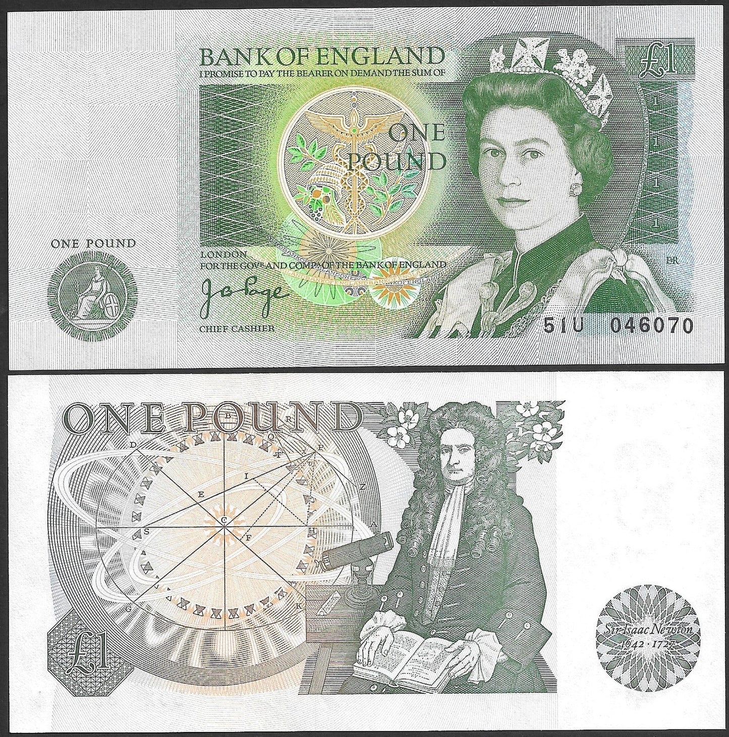 Great Britain 1 Pound ND 1978-1984 P 377 Random Sign UNC