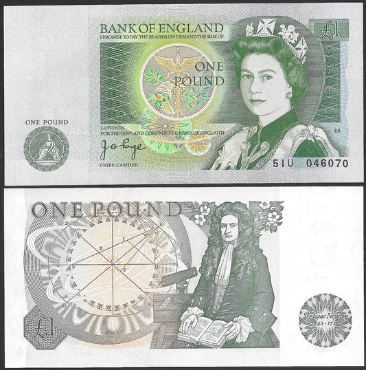 Great Britain 1 Pound ND 1978-1984 P 377 Random Sign UNC
