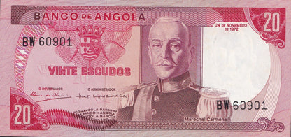 Angola 20 Escudos 1972 P 99 UNC