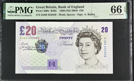 Great Britain Bank of England 20 Pounds 1999 (ND 2004) P 390b UNC PMG 66 EPQ