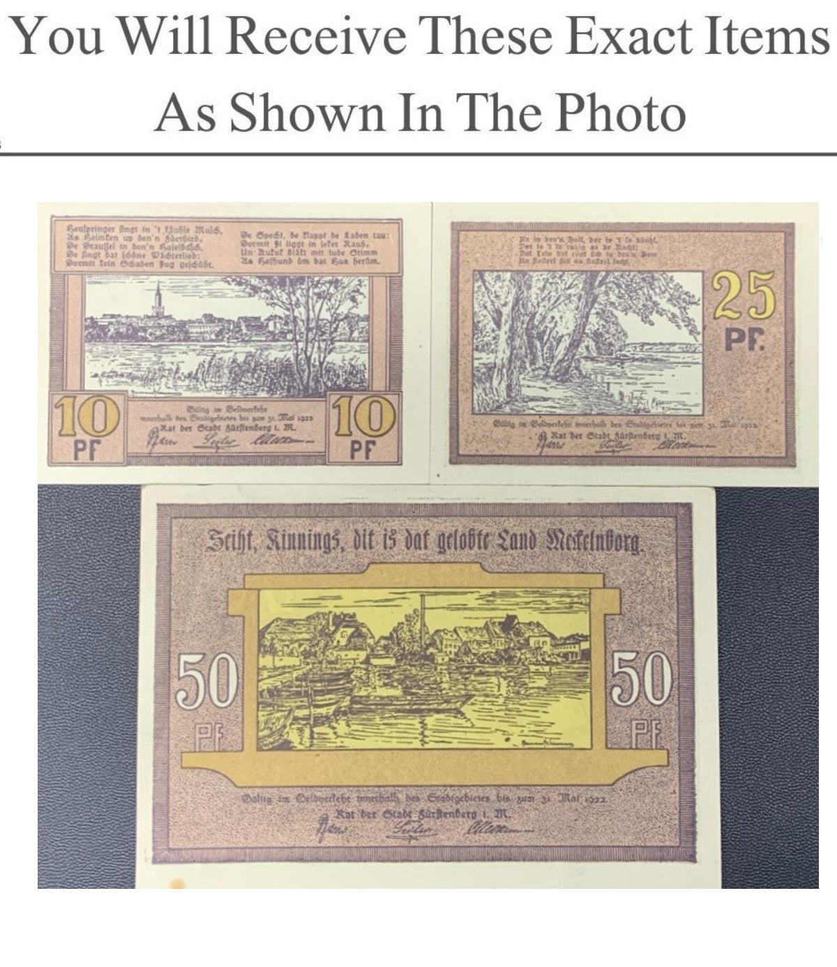 Germany Notgeld FURSTENBEG 10 25 50 Pfennig 1922 Full Set 3 pcs