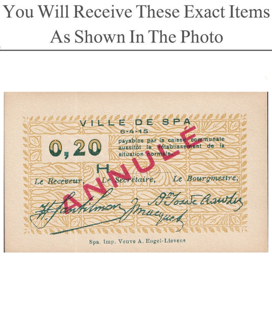 Belgium Notgeld SPA 0.20 Francs 1915