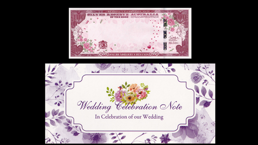 Australia 100 Cents UNC Silver Reserve of the Moon Wedding Celebration Note W/F