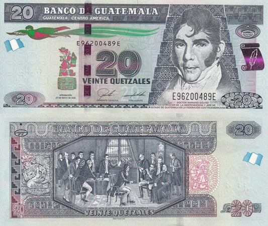 Guatemala 20 Quetzales 2020 (2023) P 124 UNC