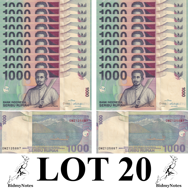Indonesia 1000 Rupiah P 141 Random Years UNC 1/5 Bundle LOT 20 pcs