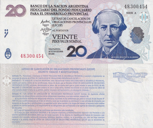 Argentina 20 Pesos 2006 P NL SERIE A UNC