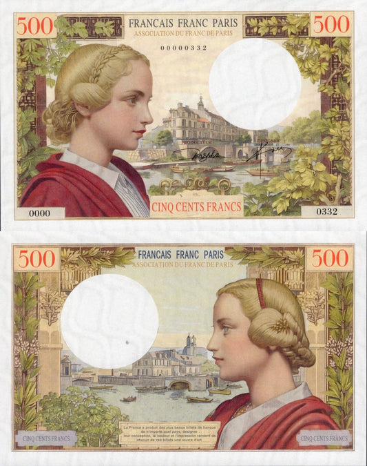 France TEST NOTE 500 Francs Francais Franc Paris Commemorative Banknote UNC