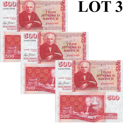 Iceland 500 Kronur 2019 P 58 UNC Lot 3 pcs