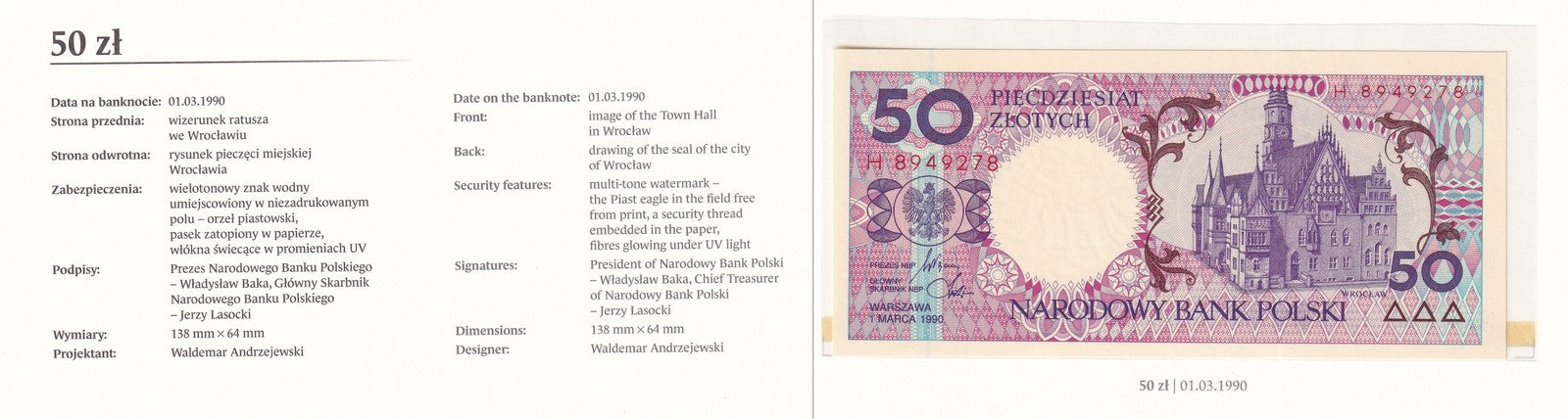 Poland 1 2 5 10 20-500 Zloty 1990 P 164 165-172 UNC Set 9 pcs With Folder