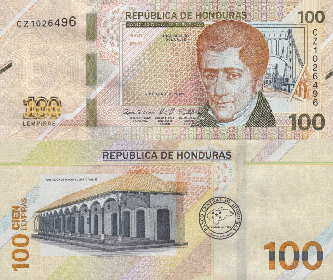 Honduras 100 Lempiras 2022 P 112 UNC